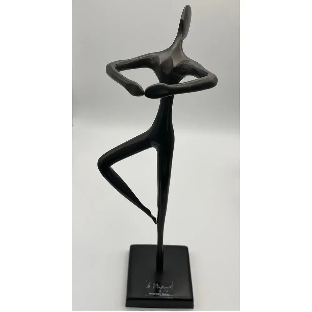 Pair Bodrul Khalique Modern Abstract Metal Dancer Sculptures